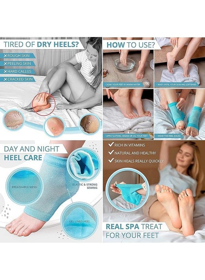 RUDRESHWAR Moisturizing Silicone Gel Heel Pad Socks(1- Pair) Silicone Gel Heel Pad Socks For Pain Relief (2-Pair) With Heel Protector Insole Cups (1- Pair) Pack Of 4,Multicolour - Image 2