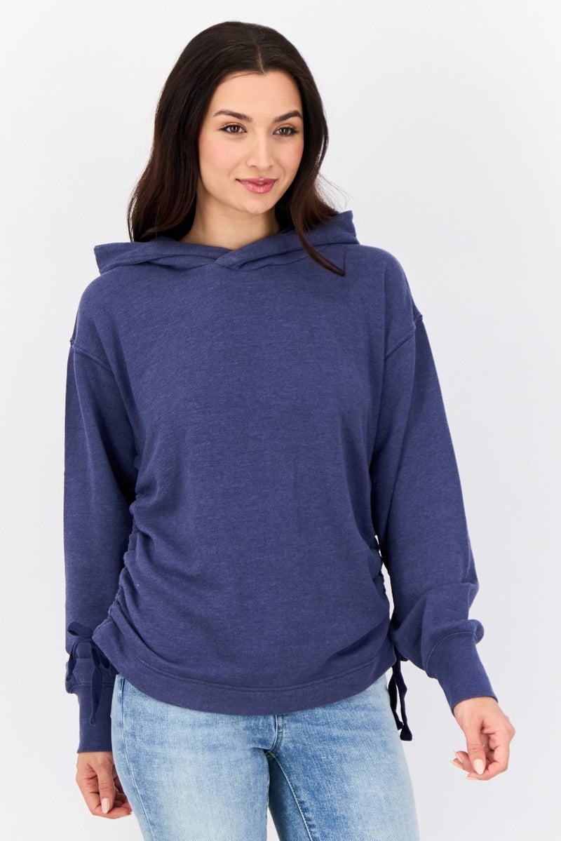 Aerie Women Solid  Long Sleeve Hoodie, Slate Blue - Image 1
