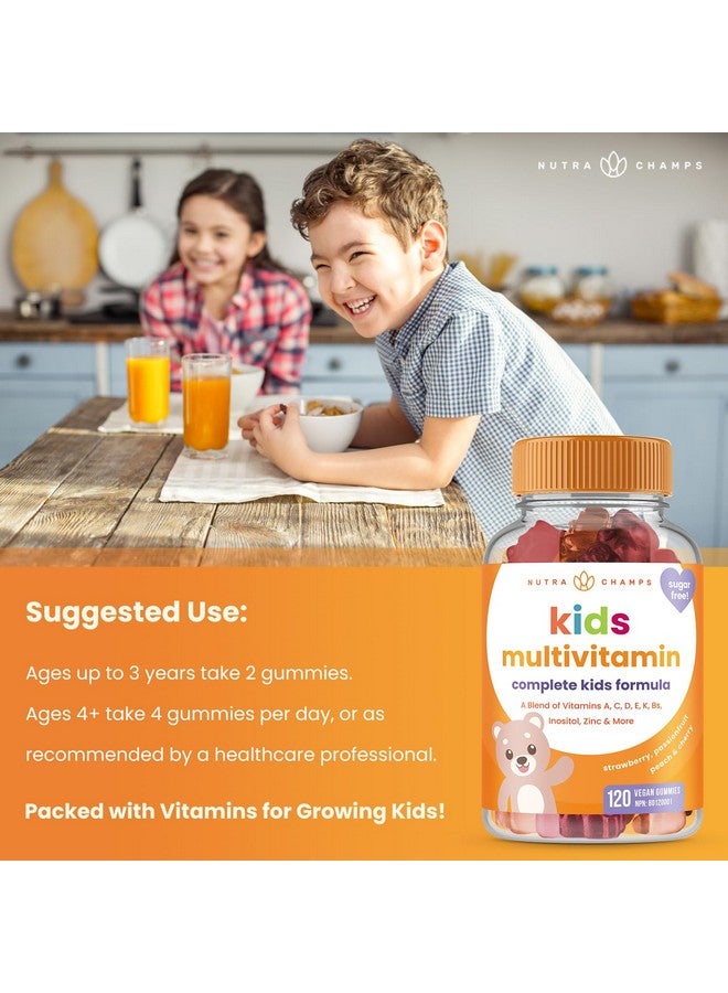 NutraChamps NutraChamps 120 Gummy Vitamins for Kids (Pack of 2), Sugar Free Kids Vitamins Gummy Multivitamin, Vegan & Non-GMO, Strawberry, Passionfruit, Peach & Cherry - Image 2