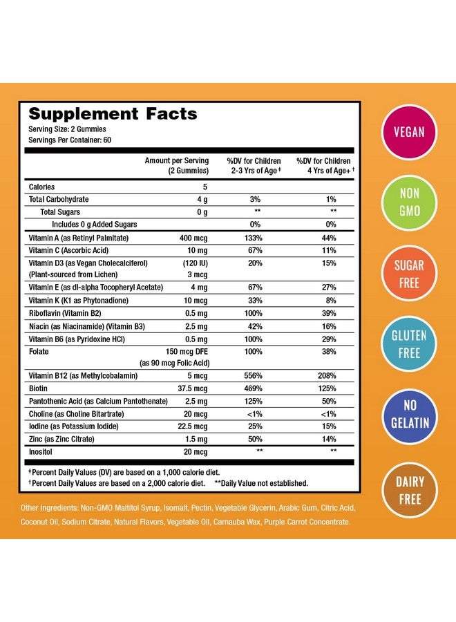 NutraChamps NutraChamps 120 Gummy Vitamins for Kids (Pack of 2), Sugar Free Kids Vitamins Gummy Multivitamin, Vegan & Non-GMO, Strawberry, Passionfruit, Peach & Cherry - Image 5