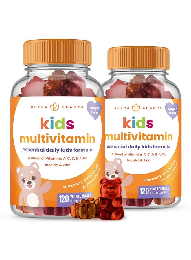 NutraChamps NutraChamps 120 Gummy Vitamins for Kids (Pack of 2), Sugar Free Kids Vitamins Gummy Multivitamin, Vegan & Non-GMO, Strawberry, Passionfruit, Peach & Cherry - Image 1