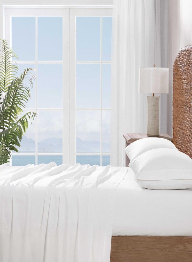 Tommy Bahama - Sheets, Cotton Percale Bedding with Matching Pillowcases, Crisp & Breathable, Deep Pocket, Fully Elasticized (Solid White, King) - Image 3