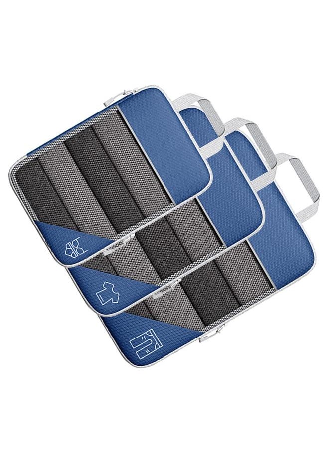 Thoraya - 3PCS Compression Packing Cube Kit Mesh Design Visible Waterproof Portable for Travel Daily Use Navy Blue - Image 1