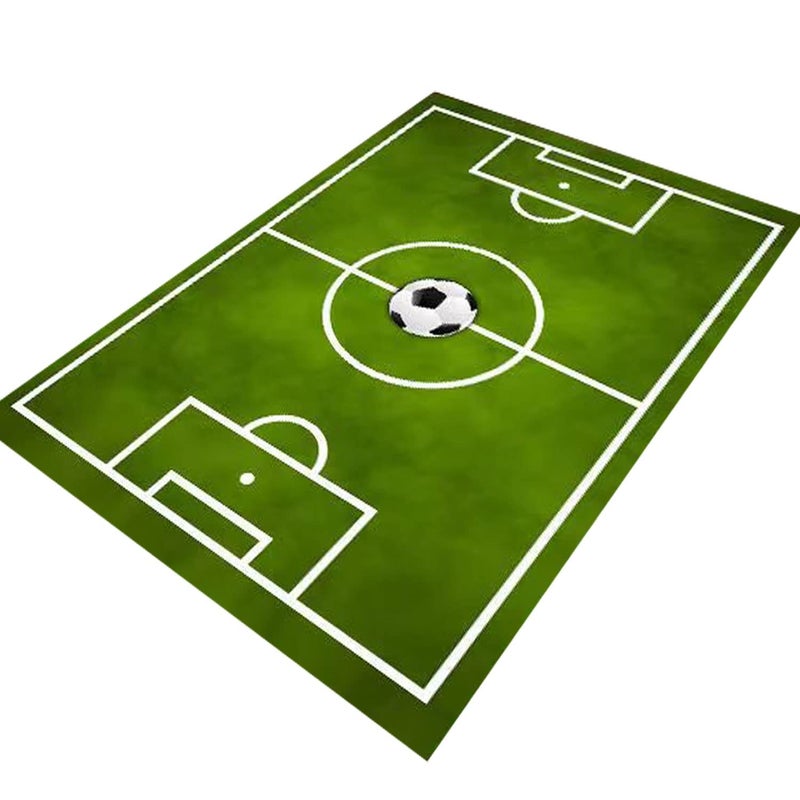 Kids Football Soccer Field Rug Carpet for Boys Bedroom Playmat Area Rug for Childrens Rooms NonSlip Basketball Rug for Boys Girls Sports Room Living Room Green 26X4