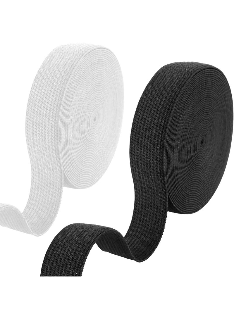 Peachjoy Elastic for Sewing 20mm, 7 Meters Black and White Elastic, Flat Sewing Elastics Heavy Stretch High Elasticity with Scissor, Stretchable Waistband for DIY, Wig Band, Trouser, Headbands (2Pcs) - Image 1