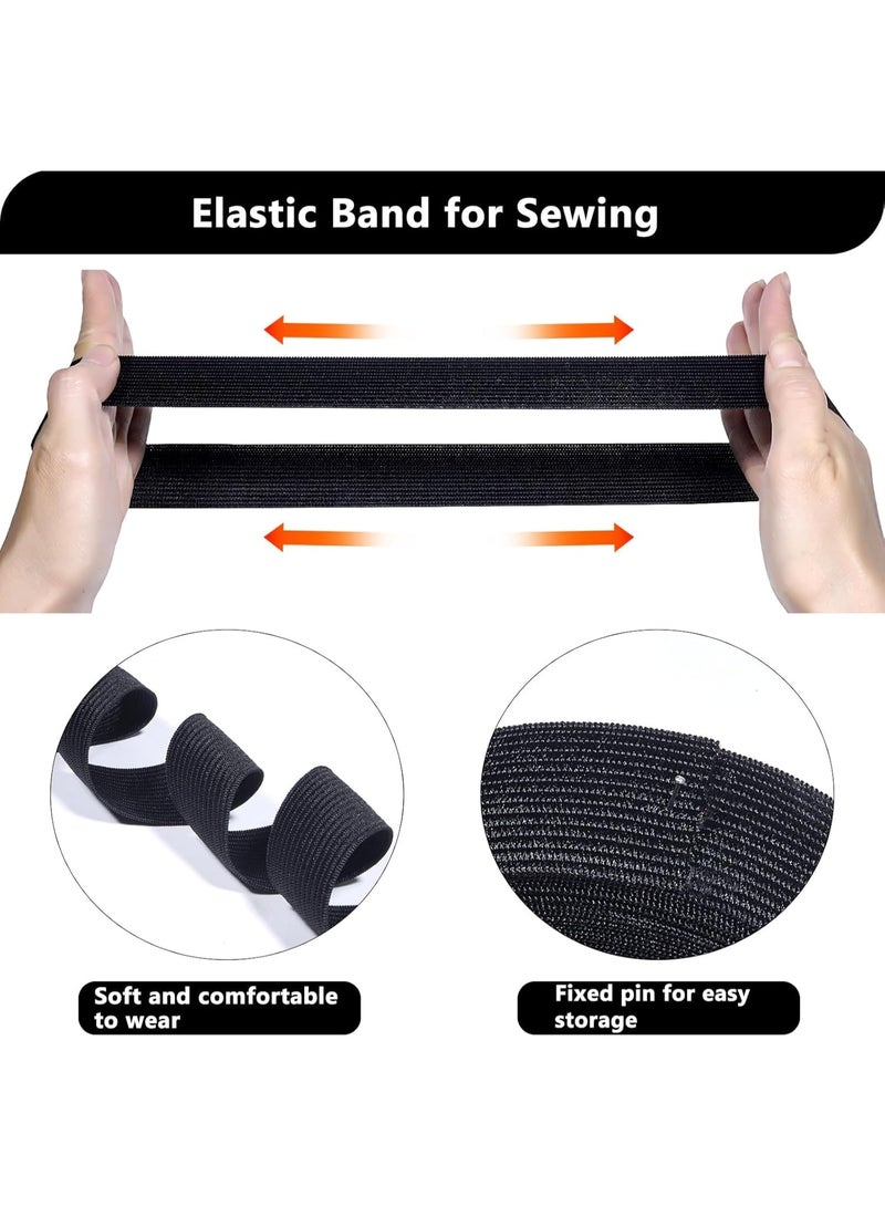 Peachjoy Elastic for Sewing 20mm, 7 Meters Black and White Elastic, Flat Sewing Elastics Heavy Stretch High Elasticity with Scissor, Stretchable Waistband for DIY, Wig Band, Trouser, Headbands (2Pcs) - Image 3