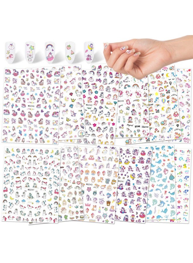 كونسيت ملصقات أظافر (1200 تصميم) ملصقات فنية ذاتية اللصق ثلاثية الأبعاد لأظافر قوس قزح الماسية لتزيين الأظافر للأطفال والبنات وحفلات أعياد الميلاد هدية لصالون الأظافر - Image 1