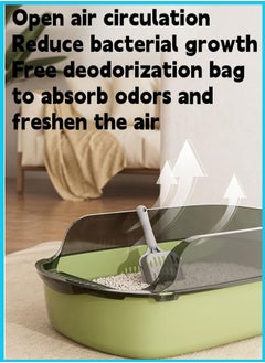 Berma Baby Large Detachable Cat Litter Box,Semi-closed Cat Potty Tray Toilet Anti-Splashing Cat Supplies with Plastic Scoop & Deodorizing Bag Easy Clean No Smell Kitty (Grey)  - Image 3