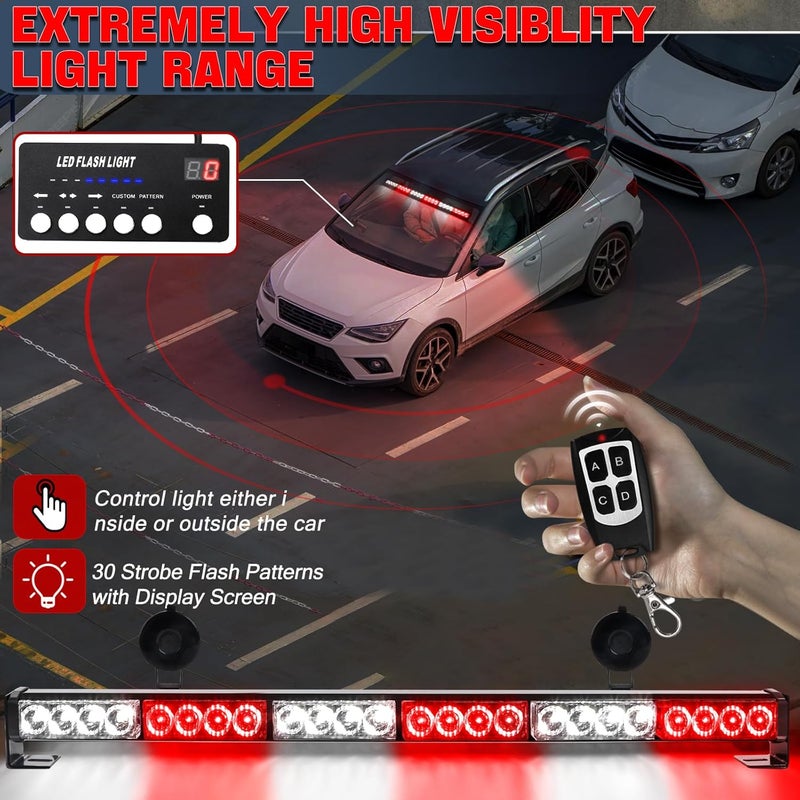 FEELOTAM 27" LED Emergency Strobe Light Bar with Remote - Image 2