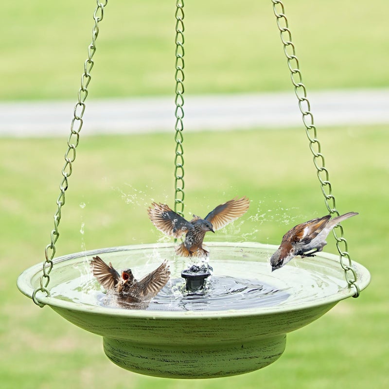 HOUYANG 30" H*12.4" W Solar Fountain Hanging Bird Bath, Metal Bird Bath Bubbler, Outdoor Bird Bath Bowl, for Outdoors Garden Patio Decor. - Image 1