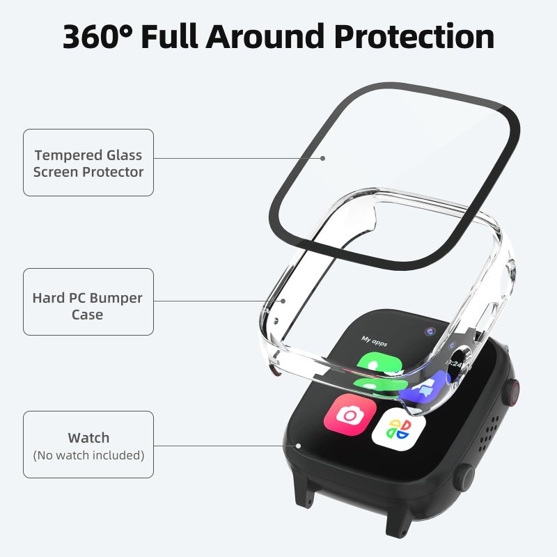 SimpleThings 2Pack Screen Protector Compatible with Cosmo JrTrack 3 and 4 Kids Smart Watch, Hard PC Case with HD Clear Tempered Glass Screen Protector for Kids Boys Girls - Image 3
