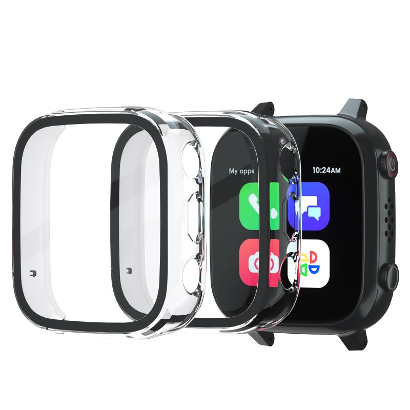 SimpleThings 2Pack Screen Protector Compatible with Cosmo JrTrack 3 and 4 Kids Smart Watch, Hard PC Case with HD Clear Tempered Glass Screen Protector for Kids Boys Girls - Image 1