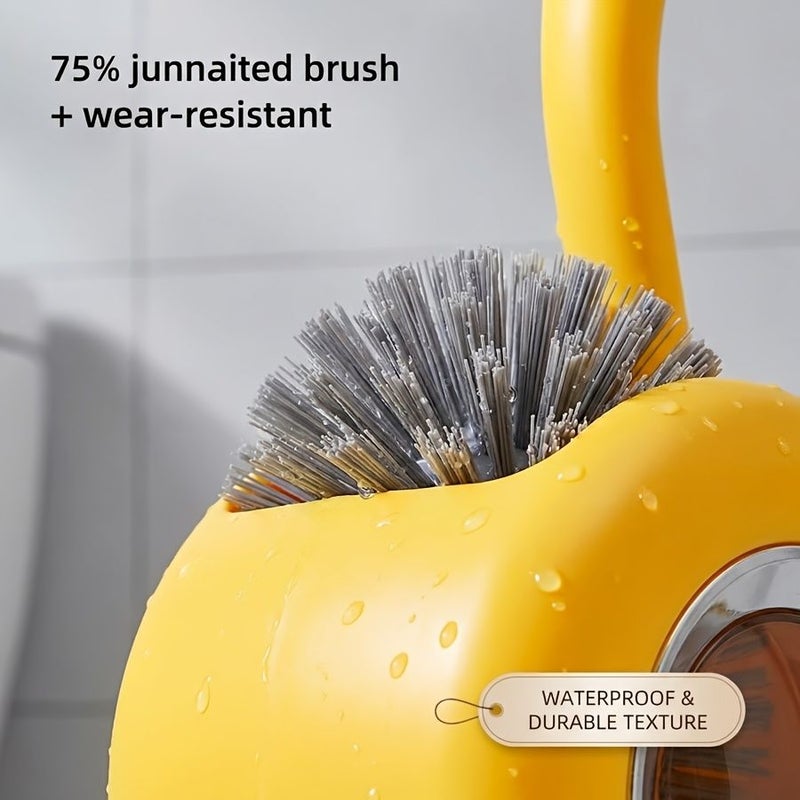 Creative Spray Duck Liquid Spray Toilet Brush Yellow Model For Household Cleaning With Wall Mounted Long Handle And Space Saving Base - Image 2