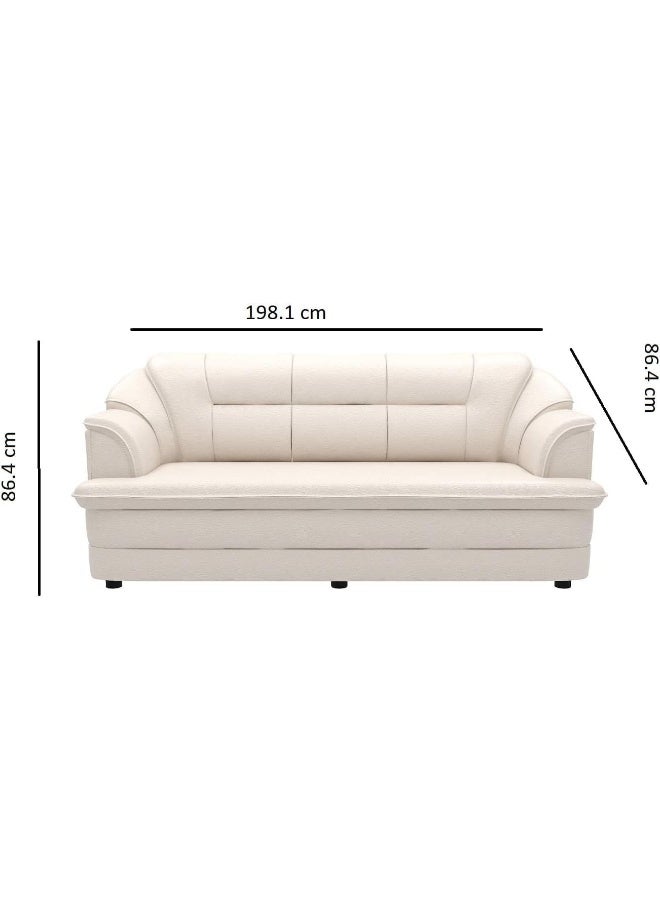 Poppins Home Sofa Set in Lifestyle Leatherette and Polyurethane Foam Elevate Your Space with Distinctive Style (Three Seats, White) - Image 2