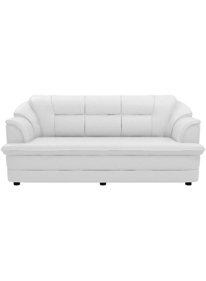 Poppins Home Sofa Set in Lifestyle Leatherette and Polyurethane Foam Elevate Your Space with Distinctive Style (Three Seats, White) - Image 1