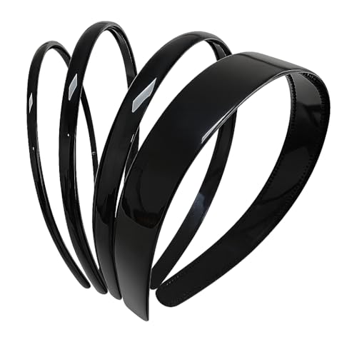 Seeotwo 4 Pieces Plastic Hairband Sports Yoga Multi Style Non-Slip Black Headband Unisex Fashion Adjustable Hair Hoop Band for Women, Men and Girls - Image 1