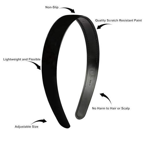 Seeotwo 4 Pieces Plastic Hairband Sports Yoga Multi Style Non-Slip Black Headband Unisex Fashion Adjustable Hair Hoop Band for Women, Men and Girls - Image 2