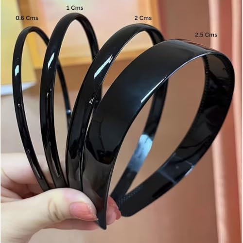 Seeotwo 4 Pieces Plastic Hairband Sports Yoga Multi Style Non-Slip Black Headband Unisex Fashion Adjustable Hair Hoop Band for Women, Men and Girls - Image 3