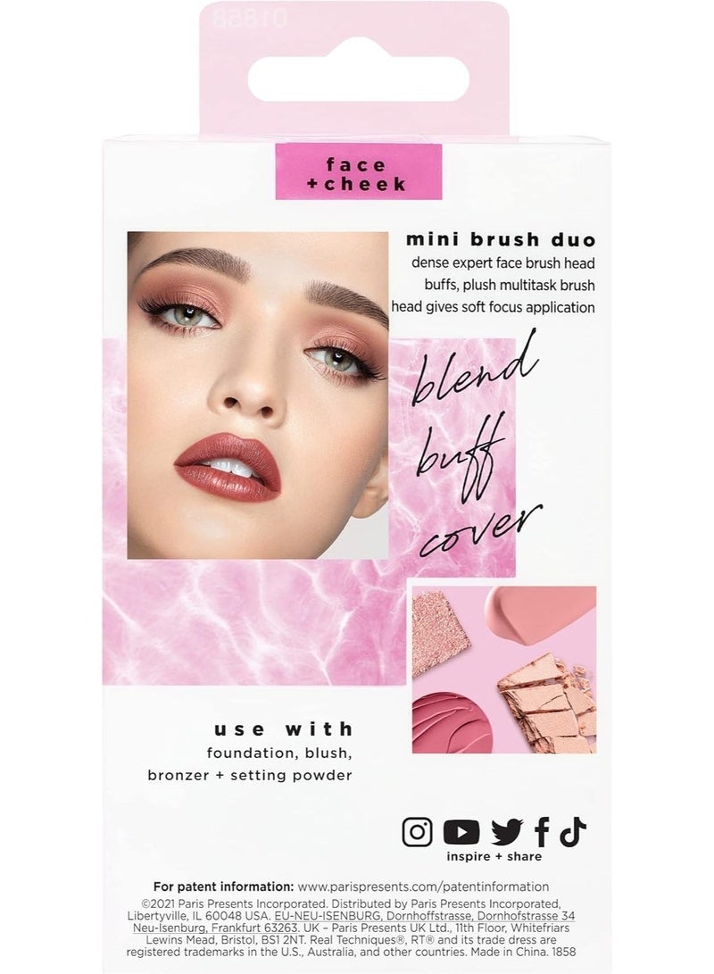 TECHNIQUES Mini Brush Foundation And Blush Duo, Travel Size, For Loose Blush And Liquid Foundation, 2 Piece Set, Multicolor - Image 2