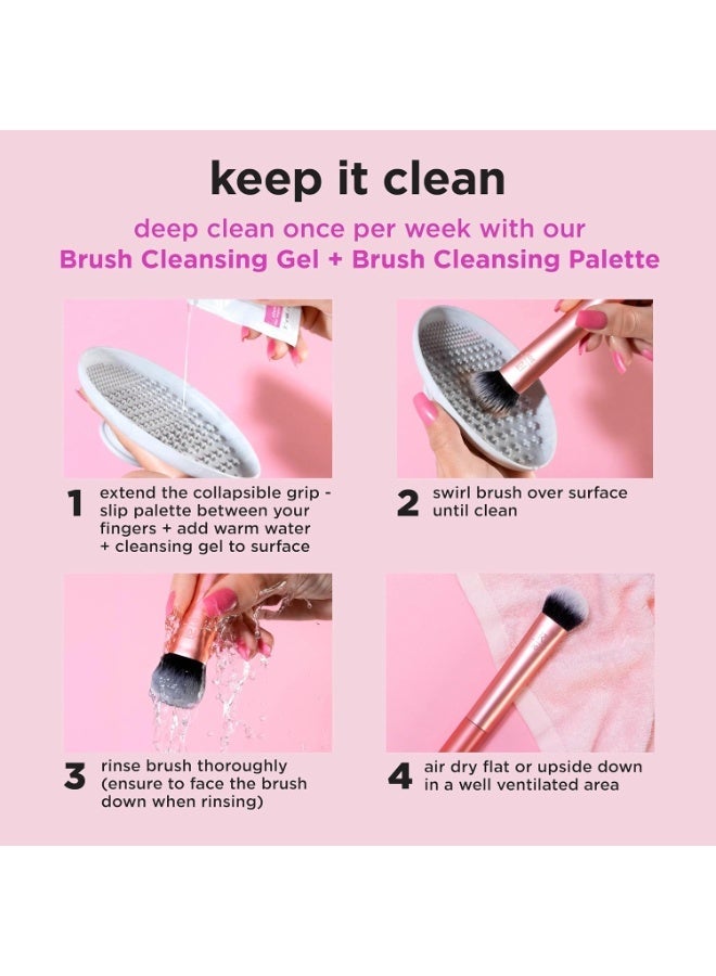 TECHNIQUES Mini Brush Foundation And Blush Duo, Travel Size, For Loose Blush And Liquid Foundation, 2 Piece Set, Multicolor - Image 4