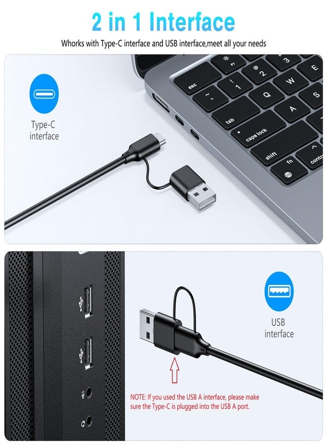 أوموتون لوحة مفاتيح OMOTON كبيرة الحجم، سلكية بواجهة مزدوجة (Type-C و USB)، مفاتيح كبيرة الحجم بإضاءة خلفية بيضاء لسهولة الرؤية والكتابة، لوحة مفاتيح كمبيوتر كاملة الحجم بإضاءة خلفية لنظام التشغيل Windows، وأجهزة الكمبيوتر الشخصية، وأجهزة الكمبيوتر المحمولة. - Image 3