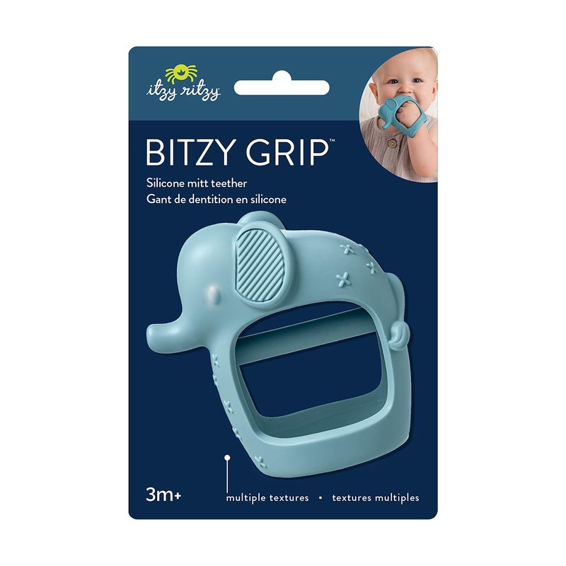 Itzy Ritzy Bitzy Grip Hand Teether - Silicone Teether for Babies - Developmental Teething Toy with Easy-to-Hold Hand Grip, Designed for Babies 3 Months & Up (Elephant) - Image 5