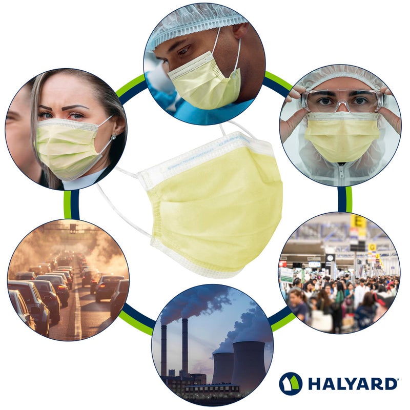 HALYARD Level 1 Disposable Procedure Mask, Earloops, Yellow, 47567 (Box of 50) - Image 4
