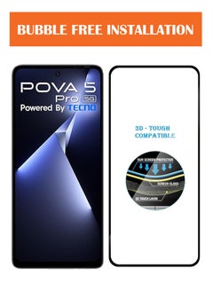 NAFCO For Tecno Pova 5 Pro - Full Glue Tempered Glass Screen Protector - Advanced Border-Less Full Edge to Edge ,Shatterproof , High Responsiveness , Higher Transparency , Quick to Install ,Anti-scratch and Bubble-free Screen Protector - Black  - Image 4