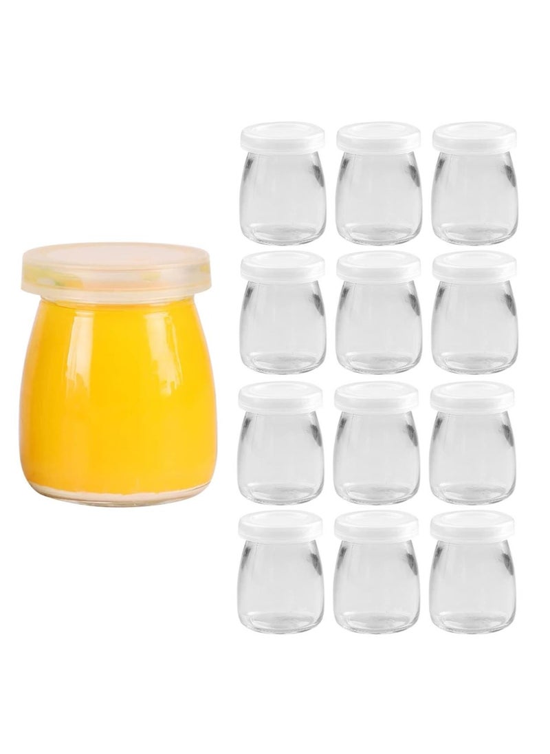FUFU 12PCS Yoghurt Jars pudding Jar with Lid Glass Container With Lid For Milk Jams Jelly Mousse Yogurt Making 100ml  - Image 1