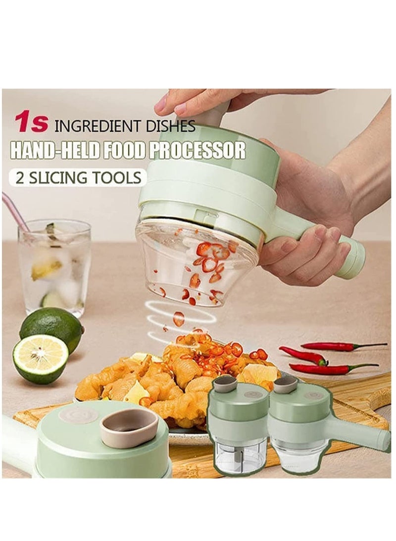 ELTRAZONE 4 in 1 Portable Electric Vegetable Cutter Set,Gatling Vegetable Chopper Mini Wireless Food Processor,Garlic Chili Onion Celery Ginger Meat Garlic Chopper with Brush - Image 4