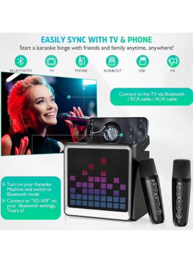 سمارت باري S25 Pro Bluetooth Party Speaker with Microphone & RGB Pixel Lights – High-Power Wireless Sound System with Deep Bass, Long Battery Life, USB/TF/AUX Support & Portable Carry Handle for Events - Image 2