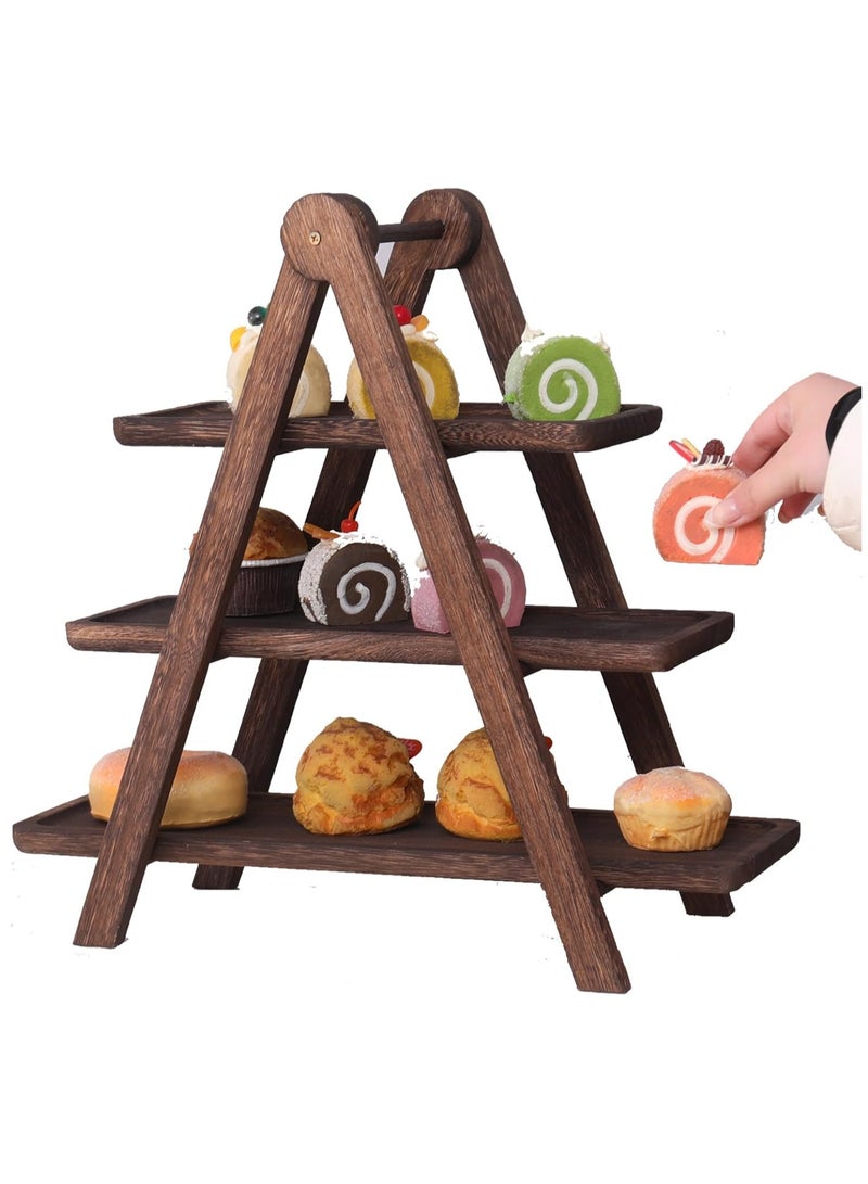 3 - Tier Wooden Cupcake Stand and Serving Tray Set - Ideal for Party Decor and Food Display - Image 1