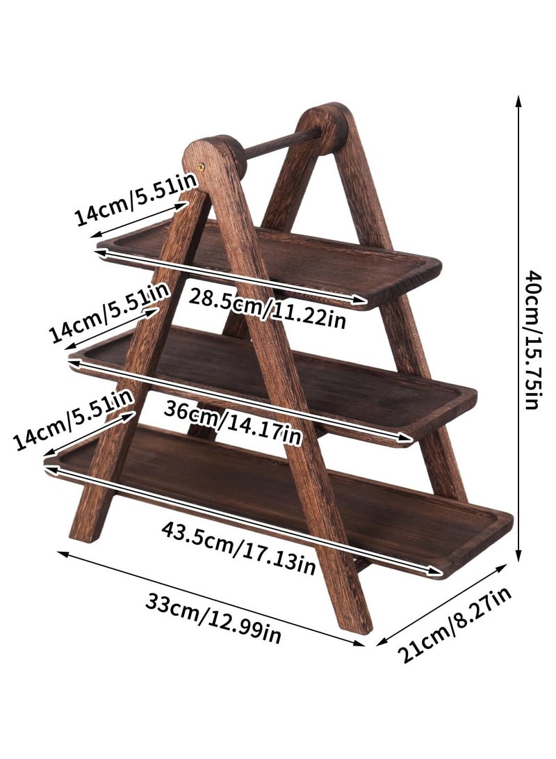 3 - Tier Wooden Cupcake Stand and Serving Tray Set - Ideal for Party Decor and Food Display - Image 2