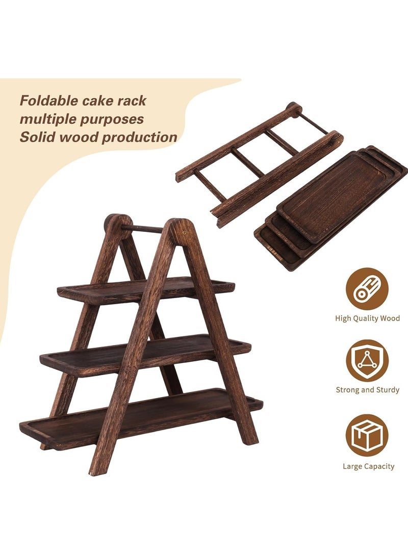 3 - Tier Wooden Cupcake Stand and Serving Tray Set - Ideal for Party Decor and Food Display - Image 3