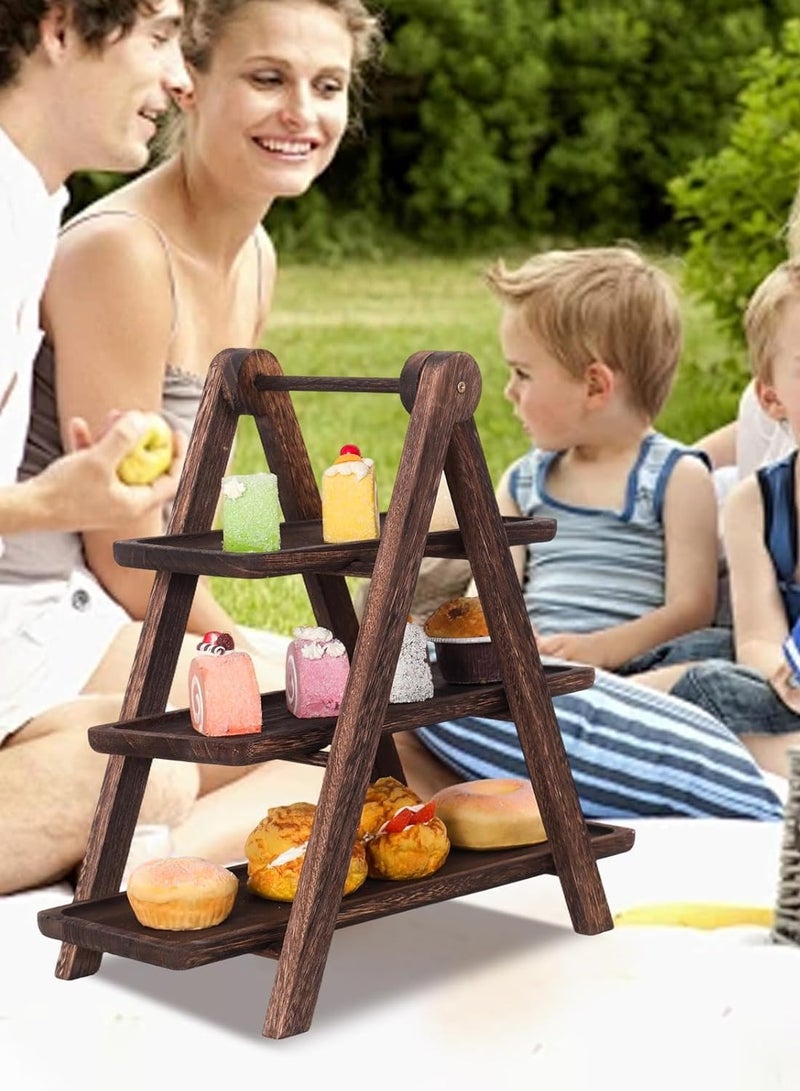 3 - Tier Wooden Cupcake Stand and Serving Tray Set - Ideal for Party Decor and Food Display - Image 4
