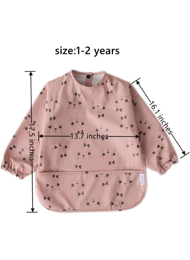 GZMM Waterproof Baby Bibs,Infant Toddler Long Sleeve Feeding Bib With Food Catcher,Easy Clean & Washable 2 pack - Image 5