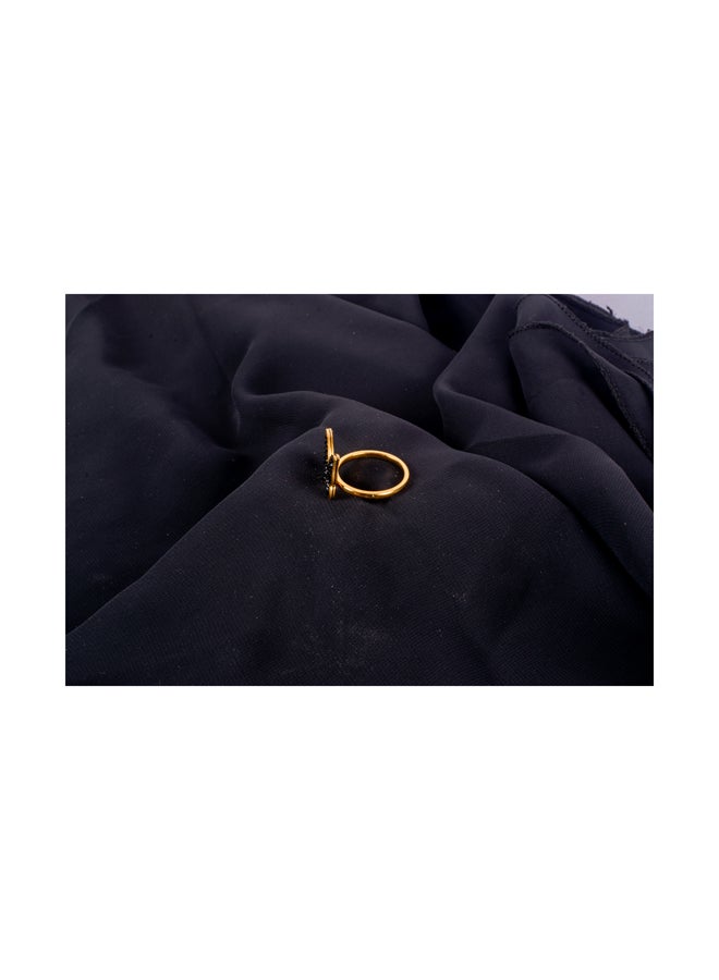 The Black Pearl Accessories Zirconic Black Stainless Steel Golden Ring Size 19 - Image 3