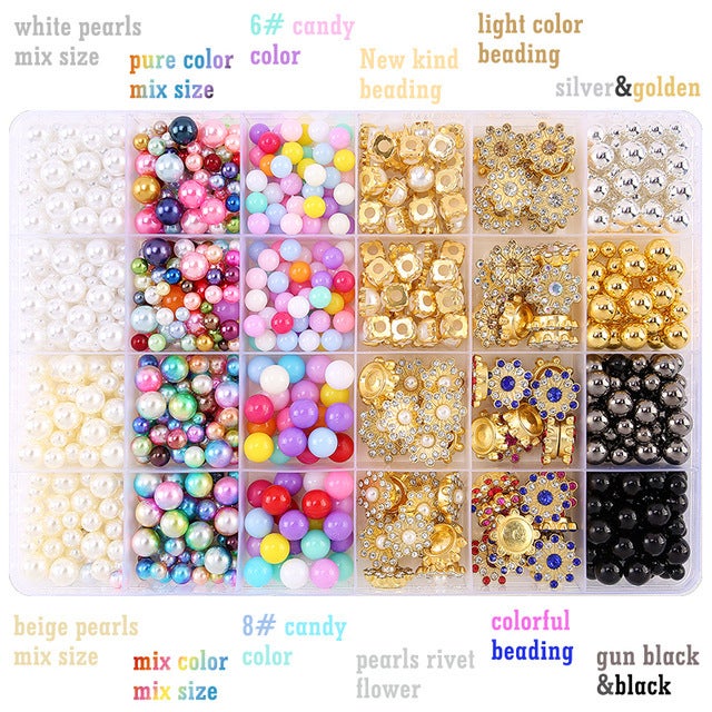 Bead Riveting Machine for Clothing DIY 24 grid Pearl nailed flower 