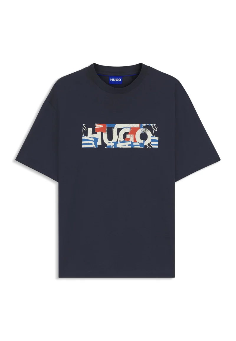 HUGO Cotton-jersey T-shirt with graphic logo print