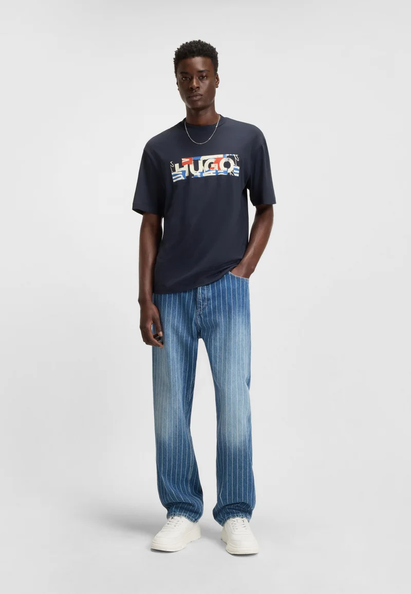HUGO Cotton-jersey T-shirt with graphic logo print