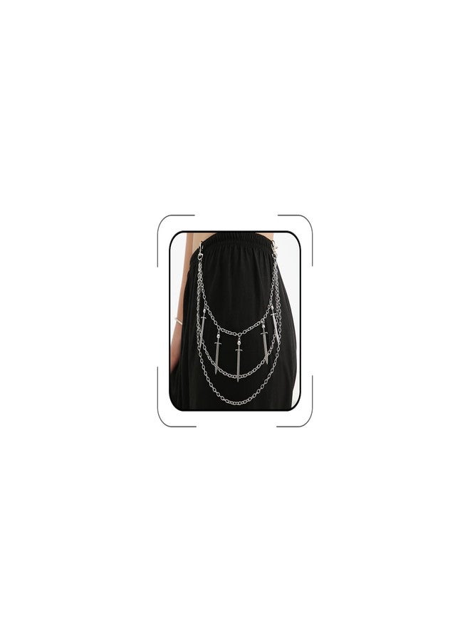 سلسلة بنطلون بانك، سلسلة هيب هوب، فراشة، صليب، سيف، نجمة، تعليقة برشام، سلاسل جينز متعددة الطبقات، سلسلة محفظة، سلاسل روك عتيقة للنساء والرجال، مجوهرات هالوين، إكسسوارات ملابس (سيف) - Image 1