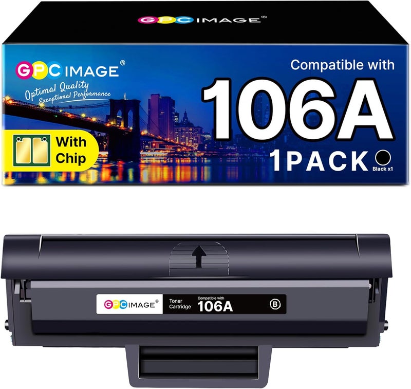 GPC Image Toner Cartridges Replacement for HP 106A W1106A Compatible with Laser 107a 107r 107w MFP 135a 135r 135w 137fnw 135wg 137fwg (Black, 1-Pack) - Image 1