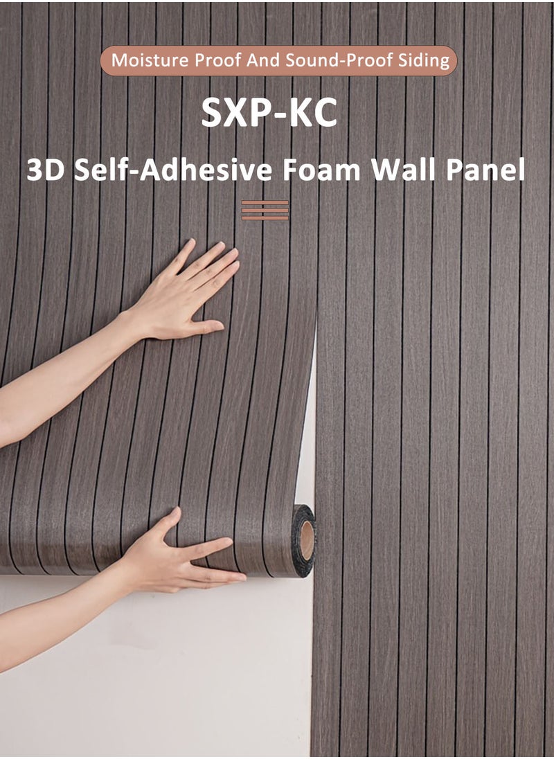 EzzySo Vinyl Peel and Stick Wall Tiles - 1 Roll Grid Pattern 3D Foam Wallpaper, Self-Adhesive Thickened Wall Covering for Ceiling, Partition, Curved Surfaces Indoor Use Moisture-Proof Sound Insulation Wallboard 2.8mm×40cm×300cm  - Image 2