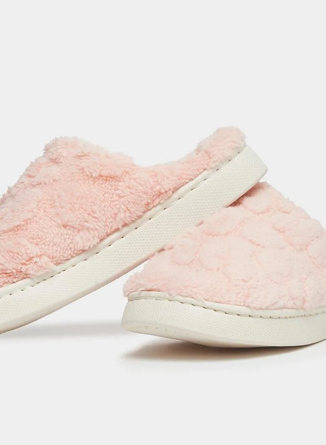 Take Two Solid Plush Bedroom Slippers