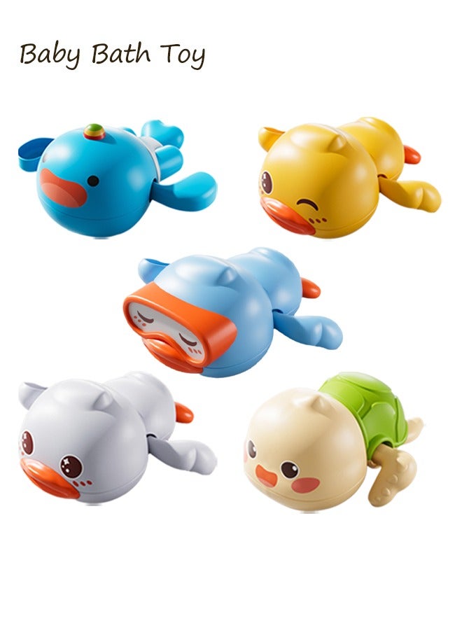 ألعاب حمام الأطفال 5 قطع ألعاب حوض استحمام للأطفال، لعبة دش عائمة، لعبة لطيفة على شكل عقارب الساعة، حوض استحمام للسباحة، لعبة حمام سباحة للأولاد والبنات، مجموعة ألعاب حمام مائية لطيفة، ألعاب حمام حيوانات لطيفة، هدايا عيد ميلاد للأطفال الصغار بعمر 1+ - Image 1