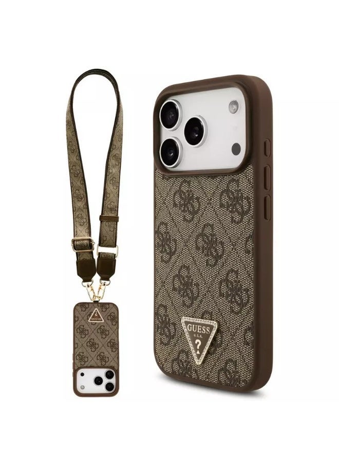 GUESS - MAGSAFE CASE IP 17 PRO MAX PU LEATHER WITH NYLON STRAP - BROWN - Image 5