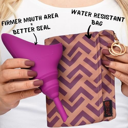 CIRCE CARE 2nd Gen SuAmiga Collapsible Female Urination Device Upgraded (Firm Top for Better Seal); Women Pee Funnel with Chic Waterproof Bag; Portable Female Urinal to Pee Standing Up (Size- Petite) - Image 2