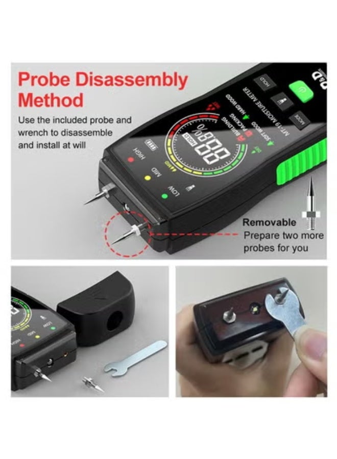 MT19C Wood Moisture Meter Wall Water Tester Digital Humidity Meter Two Pins Hygrometer Concrete Cement Brick Detector - Image 4