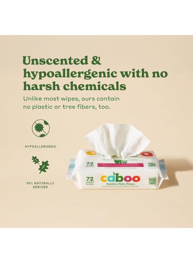 CABOO مناديل كابو للأطفال، مصنوعة من فسكوز البامبو، مكونات معتمدة آمنة، مناديل أطفال غير معطرة جيدة للبشرة الحساسة، 72 منديل في عبوة السفر، إجمالي 216 منديل مبلل - Image 4