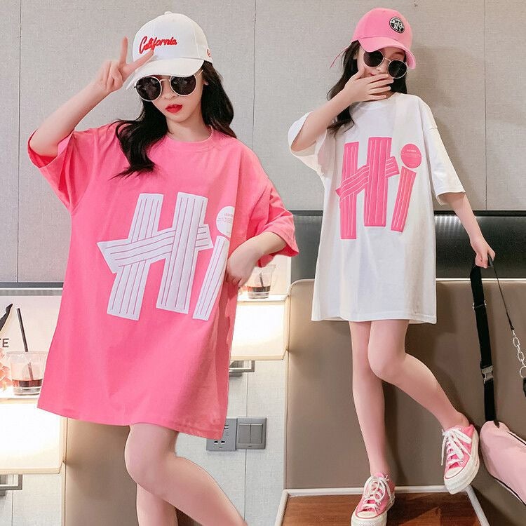 Girls T-Shirt Short-Sleeved Summer Kidsren'S Loose Street Tops Big Kidsren Girls Summer Half-Sleeved T-Shirts - Image 4